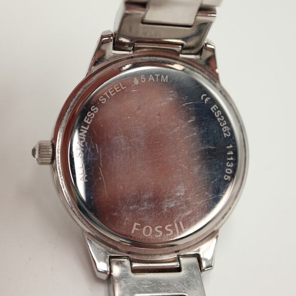 Fossil Jesse Silver Tone 34mm Gem Set Bezel Womens Watch ES2362 w New Battery - Picture 13 of 13
